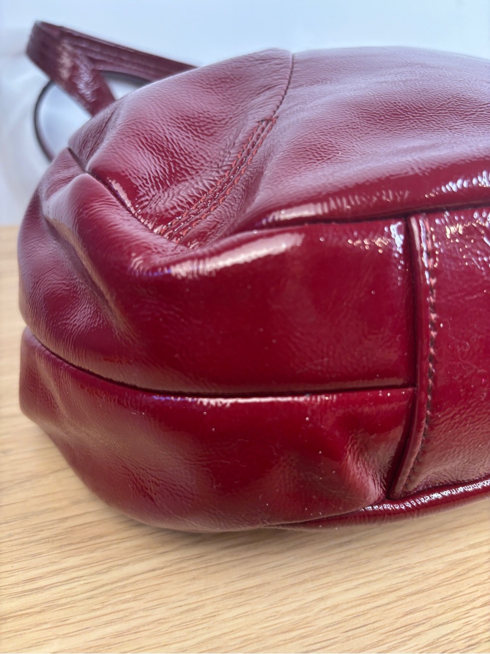 Vintage Coach Soho Deep Red Patent Leather Hobo Shoulder Bag w/Scarf 19703 - Picture 12 of 16